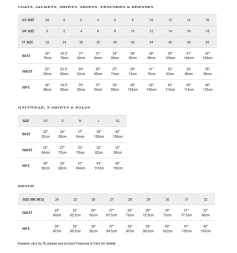 burberry pants size chart